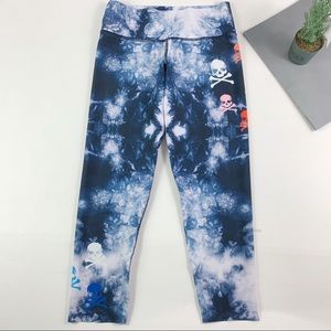 Soul Cycle Tie Dye Skull Leggings Pants Crop